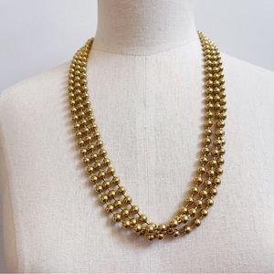 Gold Tone Beaded Multistrand Statement Necklace 24 3/4”